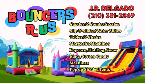 Business card design for Bouncers R Us, a bounce house rental company