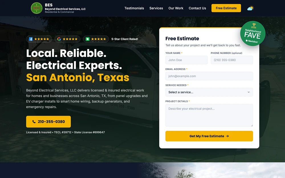 Beyond Electrical Services website