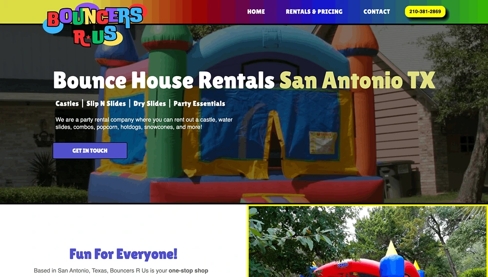 Bouncers R Us website