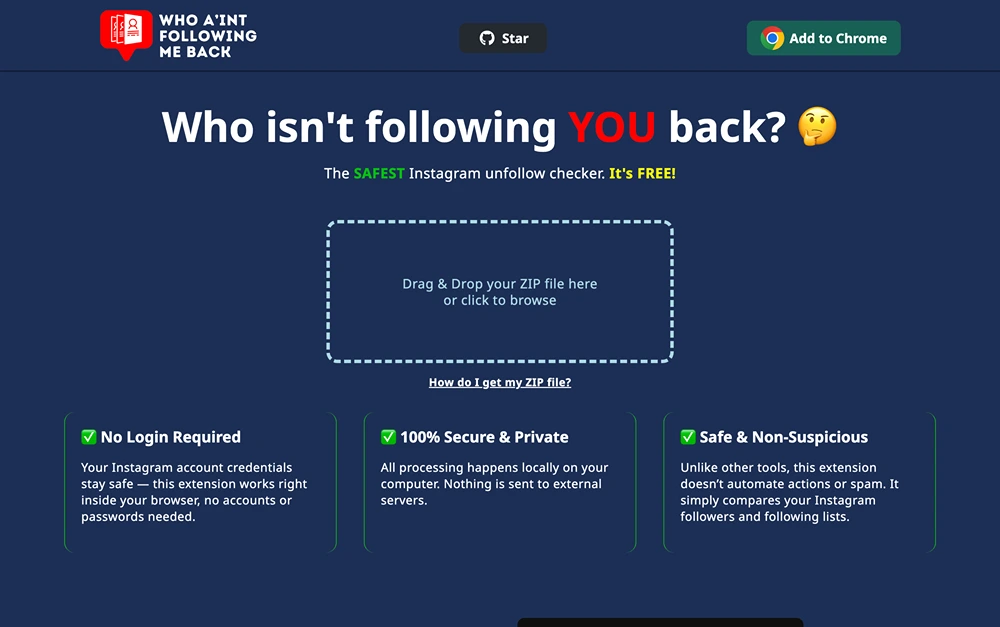 Who A'int Following Me Back — check who isn't following you back on Instagram