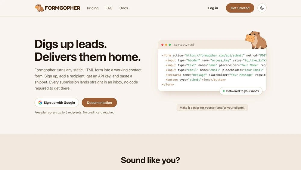 Formgopher dashboard