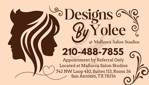 Business card design for Designs By Yolee, a hair salon